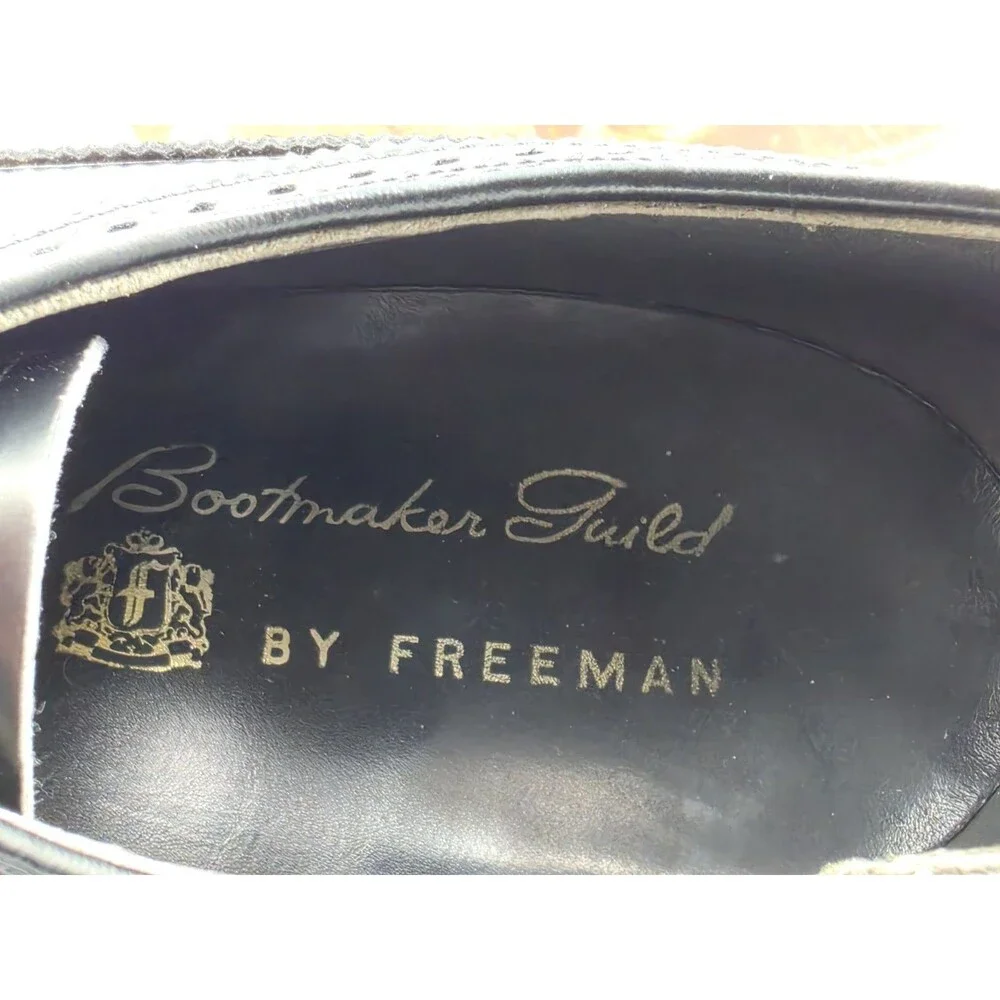 Vintage Freeman Bootmaker Guild Wingtip Dress Shoes Mens Size 8 EE Black